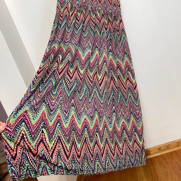 NY COLLECTION Plus Size Multicolor Sleeveless Maxi Dress Rainbow Chevron Stripe - Picture 15 of 15